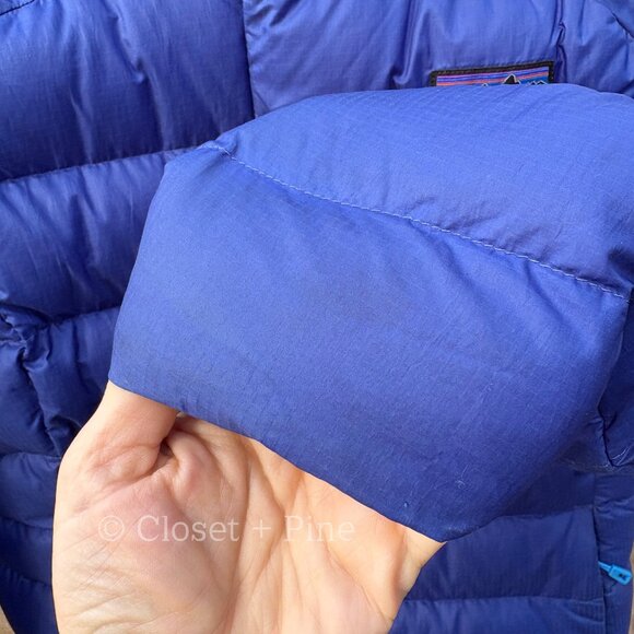 Patagonia Hi-Loft Down Hoody Jacket Cobalt‎ Blue Size XS Puffer Hooded 600 Fill - Picture 10 of 16